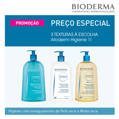 PREÇO ESPECIAL no Gel de Duche Atoderm Higiene 1L em 3 texturas